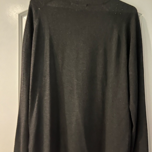 Charcoal gray, thin sweater with small beads at top and keyhole neckline. Size L - Picture 2 of 4